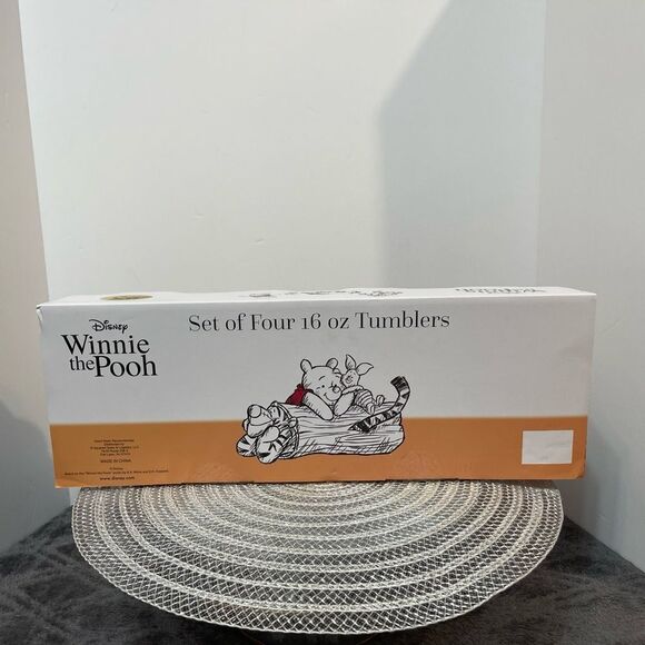 Disney Winnie the Pooh Flowers glasses set of 4 NWT - Picture 2 of 4